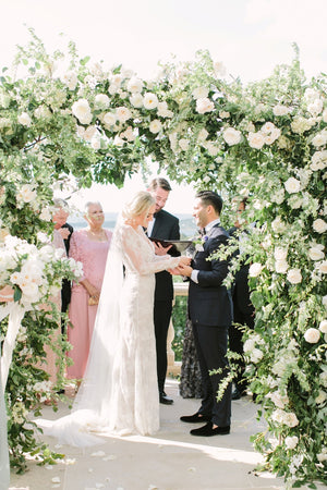 Bridal veil with long blusher.