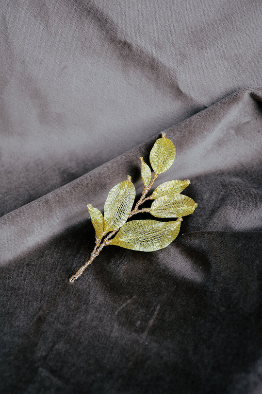 WILLOW gold leaf bridal headpiece