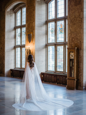 bridal cape with sparkles